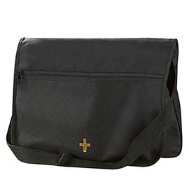 Religious Gifts Black Canvas Embroidered Jeremiah 29:11 Messenger Tote Bag, 12 Inch