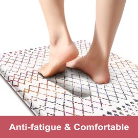 KIMODE Kitchen Mats 2PCS,Cushioned Anti Fatigue Boho Kitchen Rugs and Mats,Non Slip Waterproof Kitchen Mats for Floor,Comfort Foam Standing Desk Mat for Home,Office,Sink,Laundry,Colorful