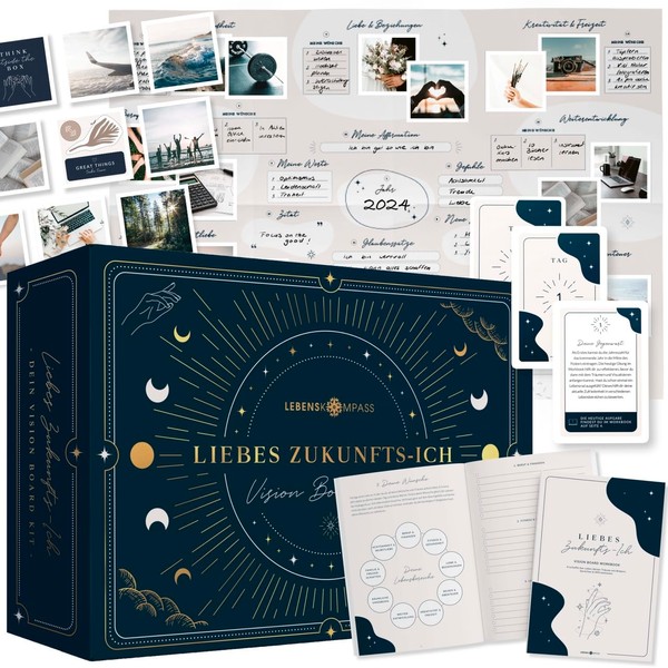 Lebenskompass Vision Board Set "Liebes Zukunfts-Ich" – The Original – Craft Your Own Vision Board and Visualise the Life of Your Dreams – Gifts for Women and Men, Best Friend