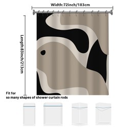 She Love Black and Grey Abstract Shower Curtain Modern Geometric Art Minimalist Curve Beige Shower Curtain with Metal Hooks 72x84 Inch Waterproof Polyester Bathroom Curtain