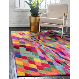 Unique Loom Estrella Collection Colorful Abstract Multi Area Rug (5' 0 x 8' 0)