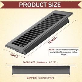 12 Pcs 4 x 10'' Floor Vent Covers Heavy Duty Floor Register Metal Heat Vent Covers with Rust Proof Finish for Home Heater(Dark Gray,12 Pcs)