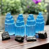 Blue Aura Selenite and Black Tourmaline Home Protection Set