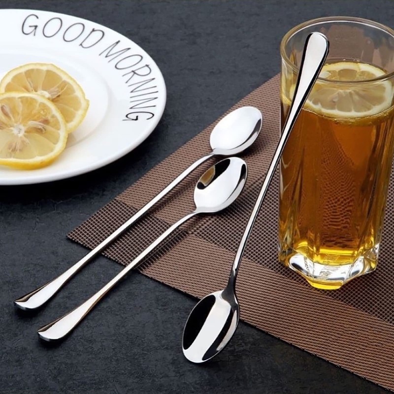 Stainless Steel Long Handle Iced Cream Spoons - 9.5 Inch