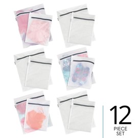 iDesign Medium and Large Laundry Delicates-Set of 12-White Mesh Wash Bags M12