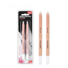 Omeblos White Charcoal Pencil, Charcoal Pencils Set, 2Pcs Sketch Highlight White Pencils for Drawing, Sketching, Shading, Blending, 7mm Core Chalk Pencil for Beginners Artists