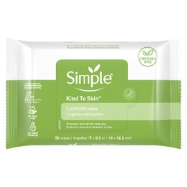 Simple Kind to Skin Facial Wipes Gentle and Effective Makeup Remover Cleansing Free from color and dye, artificial perfume and harsh chemicals 25 Wipes