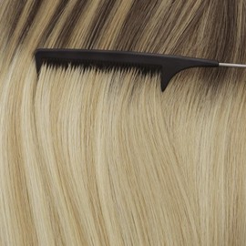 Sunny Hair Nano Beads Hair Extensions For Women Real Nano Hair Extensions Human Hair Remy Loop Ring Tip Extensions Human Hair Cold Fusion 50G/50S Brown Ombre Balayage Platinum Blonde 14 inch