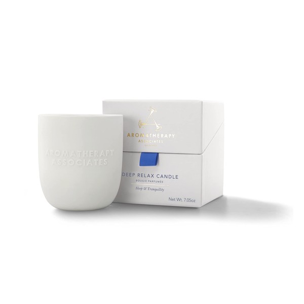 Aromatherapy Associates Deep Relax Candle. Hand Poured Vegan Wax for Sleep and Tranquility. Crafted with Vetivert and Chamomile Essential Oils. 40 Hour Burn Time (7.05 oz)