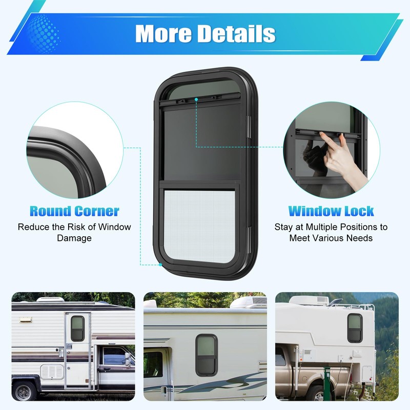 Jiabailie RV Window,Vertical RV Windows,12" W x 22" H Tinted