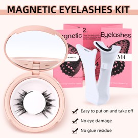 Mayhug Magnetic Eyelashes Natural Look Magnetic Lashes No Glue Magnetic Eyelashes without Eyeliner Clear Band Wispy Lashes Look Like Extensions Magnetic Eyelashes with Applicator (Style D8)