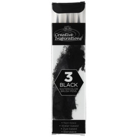Creative Inspirations Watercolor Brush Pen Set - Water-Soluble Pens for Painting and Coloring - Set of 3 Black Brush Pens