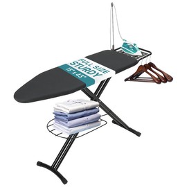 Ironing Board Full Size, RAINHOL 43"x13" Sturdy Iron Board with Iron Rest and Garment Rack, Height Adjustable Metal Construction with Ultra Thick Cover and Padding, Foldable and Heavy Duty