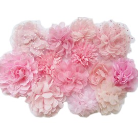 YYCRAFT 10pcs Pink Chiffon Flower for Girls Headband Baby Flowers Bows,Crafts,Party Decoration(3"-4.5")