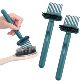 Yuanchu 2Pcs 2-in-1 Hair Brush Cleaner and Remover Tools, Dual-Sided Comb Effective Hairbrush Cleaner for Removing Hair and Dust Home Salon Travel Use(Green)
