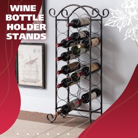 Kings Brand Furniture - Floor Freestanding Metal Wine Rack, Wine Bottle Holder Stands, Wine Storage for Home Bar - Holds up to 21 Bottles, Brushed Copper