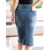 Allegra K Women's High Waist Denim Skirt Pockets Knee-Length Denim