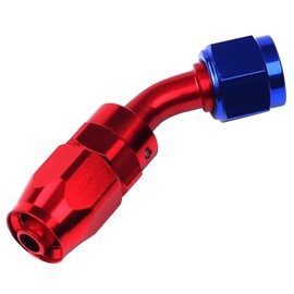 smileracing Red-Blue 6AN 45 Degree Swivel Hose End Fitting Swivel Coupler Fitting Adapter Union Hose End Aluminum Fuel Line Fittings