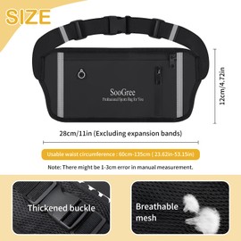 SooGree Men Women Running Belt Fanny Pack, Resistant Waist Pack Money Belt Bag for Hiking Cycling Workout, Gym Phone Holder with Adjustable Strap (GSP1187-Black)