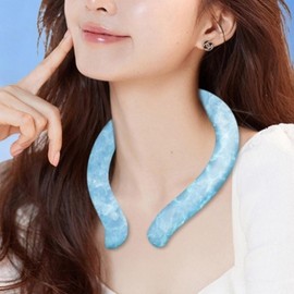 Portable Ice Cooling Neck Ring Ice Pack for Sports, Golf, Hiking, Travel Scarf Check Pink