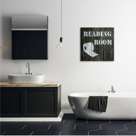 Stupell Industries Reading Room Phrase Rustic Bathroom Toilet Paper, Designed by Carol Robinson Canvas Wall Art, 24 x 24, Brown