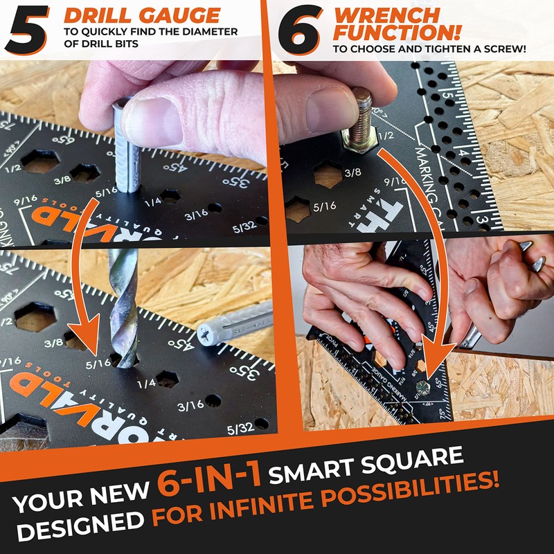 THORVALD 6-in-1 Carpenter Square 7 inch (1/16" Precision) T Square