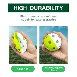 Tarutaru 20 Pack Plastic Practice Balls for Baseball & Softball - Soft Ball for Baseballs Hitting, Pitching, Batting Training, Lightweight Hollow Limited Flight Indoor & Outdoor Sport Diameter 2.83in