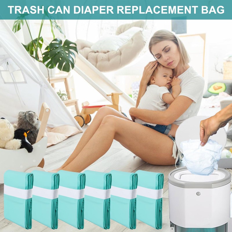 Pack of 6 Nappy Bin Refill Film Compatible with Basket,