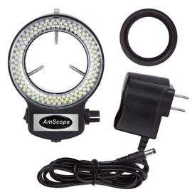 AmScope - 144 LED Ring Light for Stereo Microscopes, Variable Intensity Control, Black Housing - LED-144B-ZK