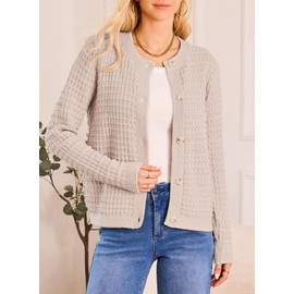 Dokotoo Womens Knit Cardigan Long Sleeve Open Front Button Down Jacket,Smoke Gray X-Large