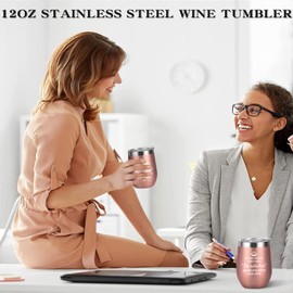 Livole Retirement Gifts for Women, Her, Female, Humorous Funny Office Leaving Gifts for Work Colleagues Coworkers Best Friends, Employee, 12oz Stainless Steel Insulated Wine Tumbler with Lid and Straw