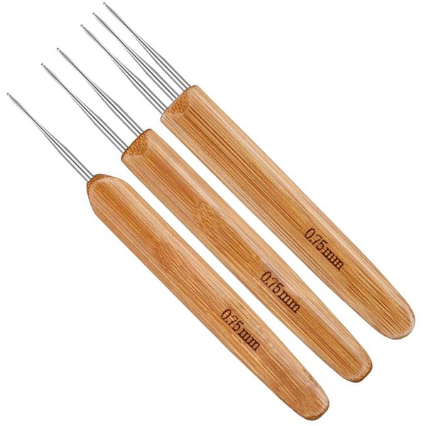 Jinpojun Set of 3 Dreadlock Crochet Hooks Set, 0.75 mm