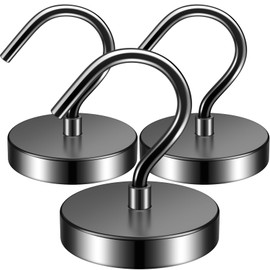 FINDMAG Pack of 3 Magnetic Hooks, Black, 100 lbs Neodymium Magnetic Hooks, Magnet with Hooks, Extra Strong Magnetic Hooks for Camping, Magnetic Hooks with Strong Magnets for Cruise and Household