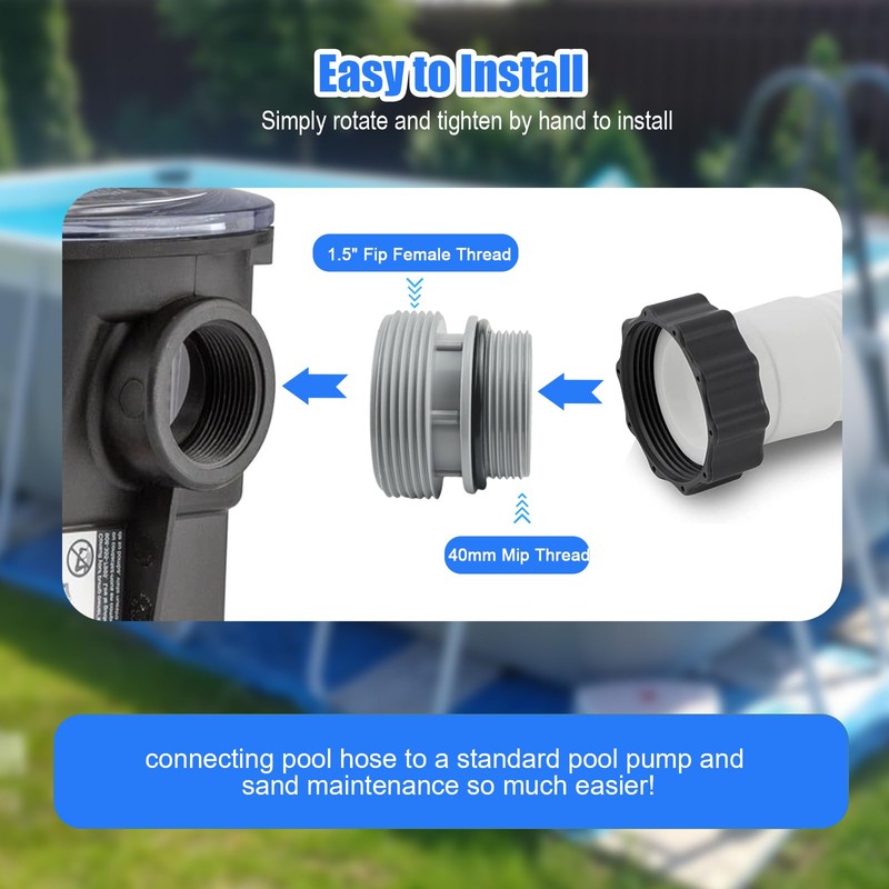 4Pack 4560 Pool Hose Conversion Adapters Kit, 40mm to 1
