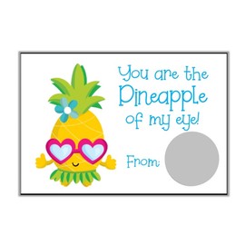Pineapple Valentine's Day Scratch Off Card for Kids, DIY Valentines, Class Valentine, Pack of 24 Cards with Envelopes