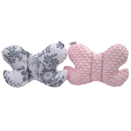 Medi Partners Head Cushion Children's Neck Support 100% Cotton / Minky Baby Neck Pillow for Car Pushchair Car Travel Sleep Neck Pillow Snooze Roll (Berry with Pink Minky)