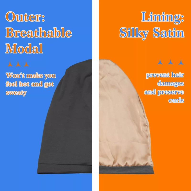 NICPOO 2 Pcs Adjustable Silk Satin Bonnet Hair Wrap for