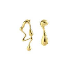 18K Gold Irregular Geometric Dangle Earrings, Trendy Minimalist Waterdrop Drop Earrings, Aesthetic Birthday Jewelry Gift for Women (Gold)