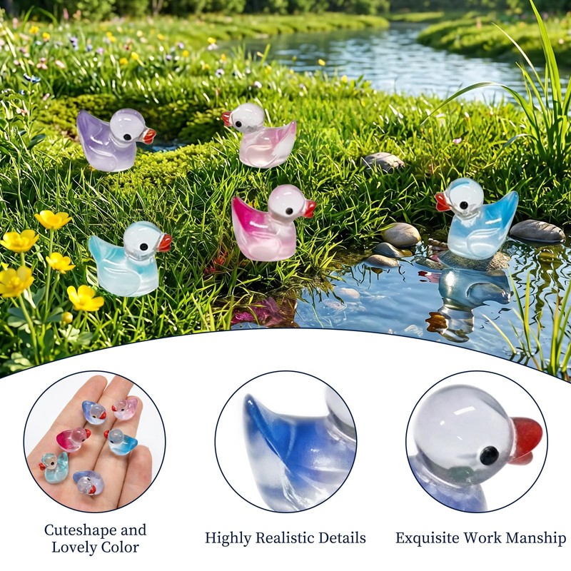 120PCS 15 Colors Resin Gradient Ducks, Mini Duck Figurines DIY