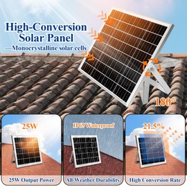 Solar Exhaust Fan, 25W Solar Panel and Solar Powered 2-Fan with 7500mAh Battery, IP68 Waterproof, for Chicken Coop, Shed, Greenhouse, Dog House, 2 Pcs Ventilation Vent Fan, with Bracket for Shed