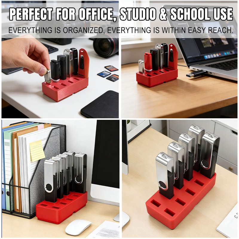TATMOHIK USB Flash Drive Organizer for Desktop, Space-Saving Design Square