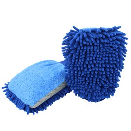 D&W The Motion Corporation DuW Premium 3in1 Autowaschhandschuh | Chenille Microfaser Mesh | blau/grau 22x17 cm | Waschhandschuh für die schonende Handwäsche | Felgenhandschuh Autopflege