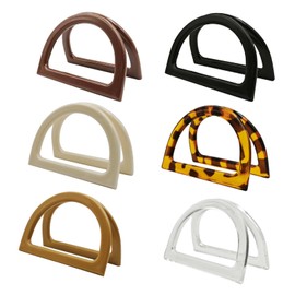 12 Pcs D-Ring Semi-Circle Handbag Handles - Faux Wood Grain Purse Handles for Tote Bag & Crochet DIY Purse Making(6 Colors)