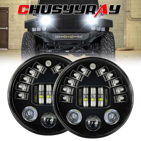 CHUSYYRAY Pair 7 inch LED Headlights High Low Beam For