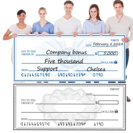 Double Side Giant Check | 40x16 Dry Erase Big Checks for Presentations - Oversized Fake Check Award, Reusable Large Blank Checks Cardboard for Fundraisers Endowment Raffle Reward Winners Events