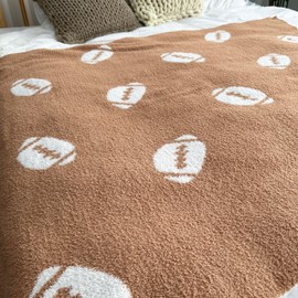 Cozy Football Pattern Blanket Perfect Lightweight Bedding for Adults, Soft, Warm, and Plush Rugby Sports Blanket Great for Bed Sofa (Rugby-Brown, 50"x60")