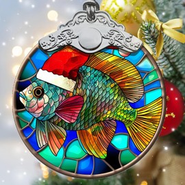 Christmas Ornaments, Beautiful Stained Glass Dwarf Gourami Fish Ornament, for Aquarium Enthusiasts, Fish Lovers, Unique Holiday Keepsake
