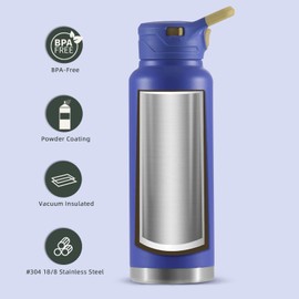 IDEUS Vacuum Insulated Water Bottle, 40 Oz (1140 ml) Stainless Steel Double Wall Flask Metal Sports Canteen with Leak-Proof Screw Cap (Purple)