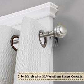 H.VERSAILTEX Window Curtain Rods for Windows 48 to 84 Inches Adjustable Decorative 3/4 Inch Diameter Single Window Curtain Rod Set with Classic Finials, Nickel Finishing
