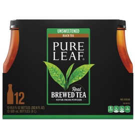 Pure Leaf Unsweetened Iced Tea, Real Brewed Black Tea, 16.9 Ounce Bottles, 12 Count